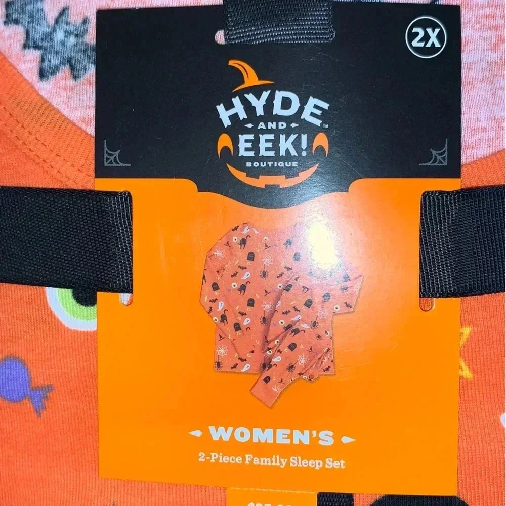 Hyde & Eek Holiday Halloween Women’s Plus Size 2X Pajama Set Black Cat Bats XXL - Picture 5 of 5